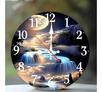 Jinmer 16 Inch Wall Clock,Dreamy Moonlight River Modern Silent Non ticking Clocks, Wooden Frameless Round Easy to Read wall clock for Kitchen/Living Room/Bedroom/Bathroom