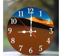 Jinmer 6 Inch Wall Clock,Desert Scenery Modern Silent Non ticking Clocks, Wooden Frameless Round Easy to Read wall clock for Kitchen/Living Room/Bedroom/Bathroom