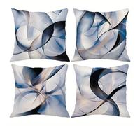 Jinmer Abstract Cushion Covers Set of 4 Velvet cushion covers 14x14 inch Blue Black Modern Decorative Throw Pillow Cases for Living Room Sofa Garden Outdoor Decor Pillowcases