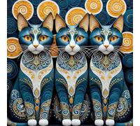 Jinmer Diamond Art Kit for Adults,5D Abstract Cats Animal Diamond Painting Kits DIY Crystal Embroidery Cross Stitch Full Drill Art Craft Painting Picture Home Wall Decor Gifts Round Drill,105x105cm