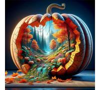 Jinmer Diamond Art Kit for Adults,5D Fantasy Pumpkin Scenery Diamond Painting Kits DIY Crystal Embroidery Cross Stitch Full Drill Art Craft Painting Picture Home Wall Decor Gifts Square Drill,55x55cm