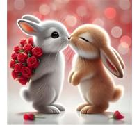 Jinmer Diamond Art Kit for Adults,5D Rabbit Couple Diamond Painting Kits DIY Crystal Rhinestone Embroidery Cross Stitch Full Drill Art Craft Painting Picture Home Wall Decor Gifts Round Drill,85x85cm