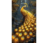 Jinmer Diamond Painting Golden Peacock,5D DIY Diamond Art Kits for Adults Beginners,Diamond Painting Kit Round Drill Full Drill Crystal Gem Arts Picture for Home Wall Decor 30x70 cm