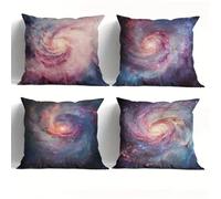 Jinmer Galaxy Scenery Cushion Covers Set of 4 Velvet cushion covers 14x14 inch Pink Modern Decorative Throw Pillow Cases for Living Room Sofa Garden Outdoor Decor Pillowcases