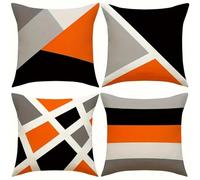 Jinmer Gray Orange Black Cushion Covers Set of 4 Velvet cushion covers 14x14 inch Geometric Modern Decorative Throw Pillow Cases for Living Room Sofa Garden Outdoor Decor Pillowcases