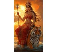 Jinmer Indian Goddess Tiger Diamond Art Kits,5D Diamond Painting Kits for Adults,DIY Full Round Drill Diamond Painting Kits for Beginners Rhinestone Embroidery Picture Art for Home Decor 20x50 cm