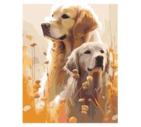 Jinmer Paint by Numbers for Adults Animal Golden Retriever Painting by Numbers Kits On Canvas,with Paint Brushes DIY Acrylic Oil Painting Drawing Paintworkarts for Home Wall Decor with Framed,55x70cm