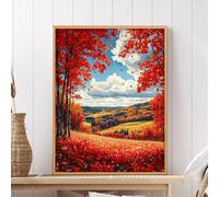 Jinmer Paint by Numbers for Adults Autumn Fields Painting by Numbers Kits On Canvas,with Paint Brushes DIY Acrylic Oil Painting Drawing Paintworkarts for Home Wall Decor with Framed,30x40cm