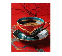 Jinmer Paint by Numbers for Adults Cracked Coffee Cup Painting by Numbers Kits On Canvas,with Paint Brushes DIY Acrylic Oil Painting Drawing Paintworkarts for Home Wall Decor Frameless,60x75cm