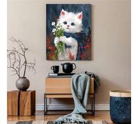 Jinmer Paint by Numbers for Adults Flower Cute Cat Painting by Numbers Kits On Canvas,with Paint Brushes DIY Acrylic Oil Painting Drawing Paintworkarts for Home Wall Decor Frameless,50x65cm
