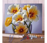Jinmer Paint by Numbers for Adults Glass Cup Flowers Painting by Numbers Kits On Canvas,with Paint Brushes DIY Acrylic Oil Painting Drawing Paintworkarts for Home Wall Decor with Framed,50x65cm