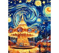 Jinmer Paint by Numbers for Adults Paradise Carousel Painting by Numbers Kits On Canvas,with Paint Brushes DIY Acrylic Oil Painting Drawing Paintworkarts for Home Wall Decor with Framed,50x65cm