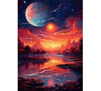 Jinmer Paint by Numbers for Adults Red Scenic Rivers Painting by Numbers Kits On Canvas,with Paint Brushes DIY Acrylic Oil Painting Drawing Paintworkarts for Home Wall Decor with Framed,30x40cm
