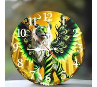 Jinmer Wall Clock,Battery Operated 12 Inch Green Divine Beast wall clocks Silent Non Ticking for Kitchen Living Room Dining Room Bedroom and Bathroom Decorative (battery not included)
