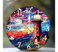 Jinmer Wall Clock,Battery Operated 15 cm Lighthouse Starry Sky wall clocks Silent Non Ticking for Kitchen Living Room Dining Room Bedroom and Bathroom Decorative (battery not included)