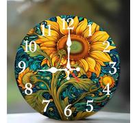 Jinmer Wall Clock,Battery Operated 25 cm Abstract Sunflower wall clocks Silent Non Ticking for Kitchen Living Room Dining Room Bedroom and Bathroom Decorative (battery not included)