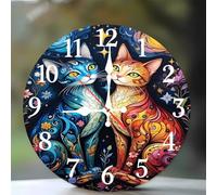 Jinmer Wall Clock,Battery Operated 30 cm Psychedelic Cats wall clocks Silent Non Ticking for Kitchen Living Room Dining Room Bedroom and Bathroom Decorative (battery not included)