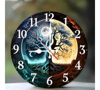 Jinmer Wall Clock,Battery Operated 30 cm Yin Yang Trees wall clocks Silent Non Ticking for Kitchen Living Room Dining Room Bedroom and Bathroom Decorative (battery not included)
