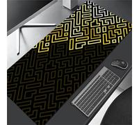 Jinmer Yellow Black Geometric Gaming Mouse Mat 27.6x11.8x0.12 inch XXL Mousepad,with Anti-Slip Base Keyboard Mouse Pad,Improved Precision and Speed for Office Gamer Home