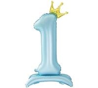 JinminTrade 42 Inch Standing Blue Number 1 Balloon With Crown - 1st Birthday Party Decoration Supplies for Boys Girls (Blue)