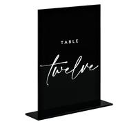 JINMURY 5x7 Inch Black Acrylic Sign with Stand | 10 Pack Blank Black Acrylic Table Signs and Base for DIY Wedding Table Numbers, Wedding Signage, Events& Parties