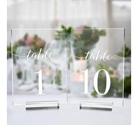 JINMURY 5x7 Inch Modern Minimalist Clear Acrylic Wedding Table Numbers 1-10 with Stands