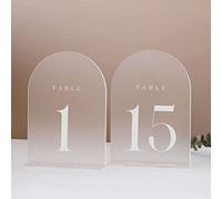 JINMURY Frosted Arch Table Numbers for Wedding, 15 Pack 5"x7" Frosted Arch Acrylic Signs with Holder Acrylic Table Numbers 1-15, Perfect for Wedding Centerpiece Decoration