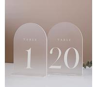 JINMURY Frosted Arch Table Numbers for Wedding, 20 Pack 5x7'' Frosted Arch Acrylic Table Signs with Holder Acrylic Table Numbers 1-20, Perfect for Wedding Table Centerpiece Decoration (YOJI-22108029)