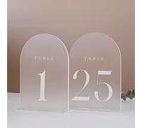 JINMURY Frosted Arch Table Numbers for Wedding, 25 Pack 5"x7" Frosted Arch Acrylic Signs with Stand Acrylic Table Numbers 1-25, Perfect for Wedding Reception