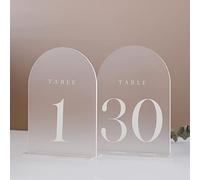 JINMURY Frosted Arch Table Numbers for Wedding, 30 Pack 5"x7" Frosted Arch Acrylic Signs with Stand Acrylic Table Numbers 1-30, Perfect for Wedding Reception