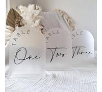 JINMURY Frosted Arch Wedding Table Numbers 1-20 with Stands, 5x7 Inch Acrylic Sign with Black Letters