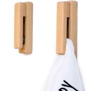 JINMURY Modern Wooden Towel Holders -Set of 2 Self Adhesive Towel Hook Wood Wall Mounted Towel Holder Home Decor- Durable, Easy Installation,Firmly Holds Towel (Beech)