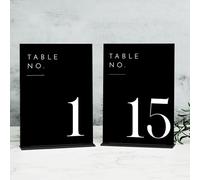 JINMURY Wedding Black Table Numbers 1-15 with Stands, 5"x7" Black Acrylic Table Numbers with White Font for Wedding Party Reception (1-15, 5"x7")
