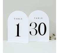 JINMURY White Arch Table Numbers for Wedding, 30 Pack 5x7" White Arch Acrylic Table Signs with Stand Acrylic Table Numbers 1-30, Perfect for Wedding Reception (White, Table Number 1-30, 5"x7")
