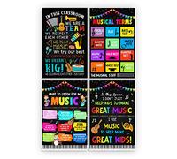 Jinniee 4 Pcs Music Posters Music Teacher Supplies for Classroom Music Bulletin Board Decorations Musical Education Posters for Elementary Middle High School Decor 11x17 Inch
