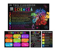 Jinniee 4 Pcs Science Poster Science Lab Poster Set Science Posters Classroom Decor for Teachers Elementary Middle School Science Lab School 11x17 Inch