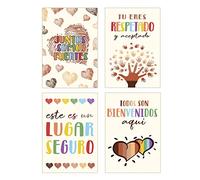 Jinniee 4 Pcs Spanish Diversity School Counselor Office Decor Posters in Psychologist Wall Art Prints for Social Worker Inclusive Poster Signs Classroom 11x17 Inch