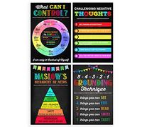 Jinniee 4 Pieces Mental Health Posters, 11 x 17 inch, Unframed, Glossy, Waterproof, Classroom, Office, Social Work, Counseling, Pediatric, Nurse, School