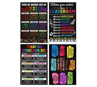 Jinniee 4 Pieces Music Posters, 11 x 17 inch, Classroom Wall Art, Unframed, Glossy, Waterproof, Vertical, Indoor, Modern Music Theme, Perfect for Classroom, Kids Room & Office