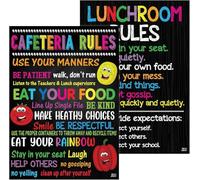 Jinniee School Cafeteria Rules Poster 11x17 inches Lunchroom Lady Teacher Sign Classroom posters Cafe Wall Art Eat Your Veggie (SET 2 LUNCHROOM POSTER)