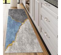 Jinnrug Modern Grey, Gold, Blue Narrow Runner Rug Corridor Kitchen Carpet Runners for Laundry Bedroom Doormat Runner 100cm/1.5m/2m/300cm/4m/6m/7m/8m length(60×350cm/2ft×11.5ft)