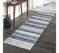 Jinnrug Runner Carpet Blue Grey 70x500cm Modern Narrow Runner Rug Corridor Hall Kitchen Bedroom Laundry Living Room Entryway Floor Non-slip Mat 80x800cm(80×350cm/2.6ft×11.5ft)