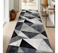 Jinnrug Runner Carpet for Hallway 100x600cm Modern Grey Black Home Playroom Corridor Kitchen Balcony Non-slip Narrow Runner Rug 60cm/70cm/80cm/100cm Wide(100×400cm/3.3ft×13.1ft)