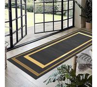 Jinnrug Runner Rug，Black Gold Long Carpet Runners for Hallway，Bedroom，Kitchen，Balcony Washable Non-slip 100cm/1.5m/2m/2.5m/300cm/350cm/4m/5m/6m length(60×150cm/2ft×4.9 ft)