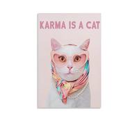 Jinohu Trendy Preppy Wall Art, Pink Midnights Music Album Karma Is A Cat Lyrics Canvas Print Poster for Girly Girls Bedroom Aesthetic Decor Unframe-12x18inch(30x45cm)