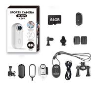 Jinpei 4K Mini Action Camera, Included 64GB, Wearable Camera with 360°Rotatable Clip & Magnetic Clip, for Lecture, Traveling, Pet Walking and Outdoors Activities JS-10B Full Packaging