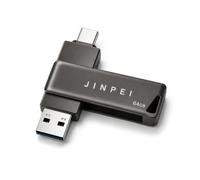 JINPEI 64GB Dual USB 3.2 Gen 1 Type-C Jump Drive, Titanium Grey | USB-C Flash, Metal Housing, Swivel Design, Thumb Drive JSB-064B