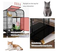 jinpengfffc Cat Cage Metal Playpen with Wheels, Hammock & Ladder for Indoor Outdoor Small Pets(Black,M)