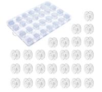 Jinpojun 28 Pieces Sewing Machine Bobbins, Plastic Bobbins for Sewing Machine Universal Clear Bobbins with Bobbin Case for Most Brother, Singer, Janome Household Sewing Machines