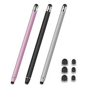 Jinpojun 3 Pack Stylus Pens for Touch Screens, Universal Tablet Pen Capacitive 2 in 1 Stylus with 6 Extra Spare Tips for iPad Pro Mini iPhone Galaxy Tablet and All Universal Touch Devices